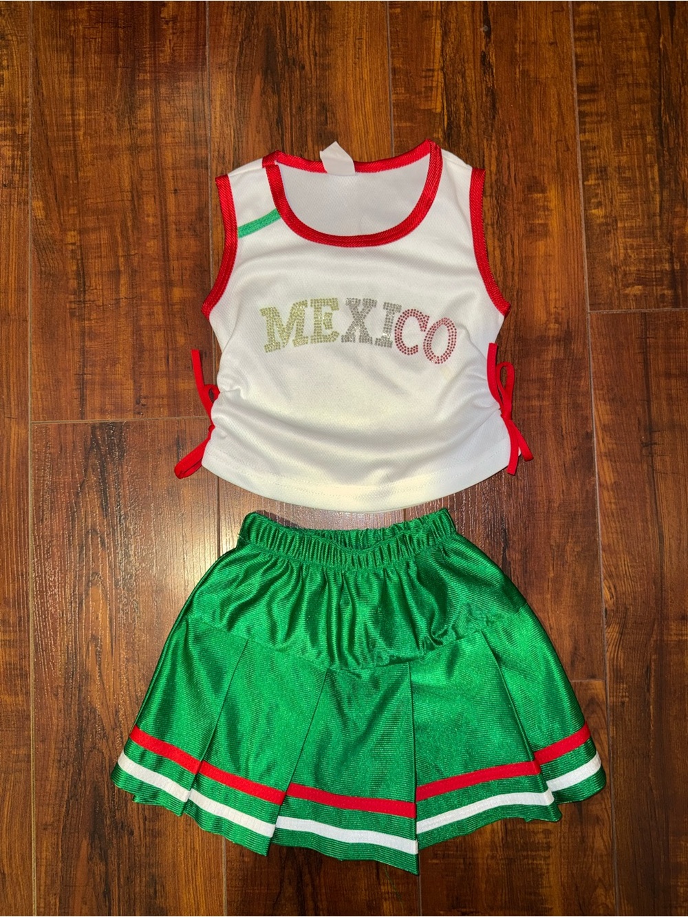 Kids Mexico Cheer Matching Set — White & Green